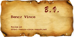 Bencz Vince névjegykártya